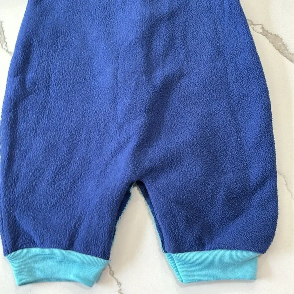 Carter's | Infant Girls Blue Floral Soft Fleece Jumpsuit Romper 0-3M